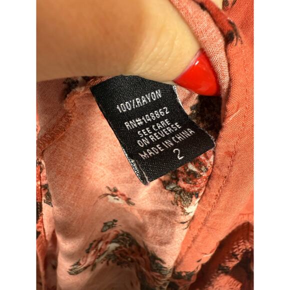 Torrid Coral Red Floral Smocked Midi Dress Size 2 (18/20) - Picture 6 of 6